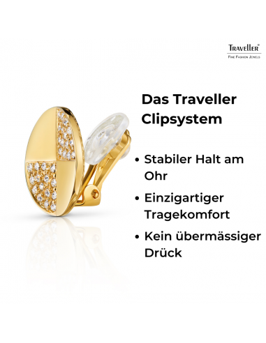 Traveller Ohrclip - Vergoldet - Preciosa Kristalle - Rund - 17 mm - 157550