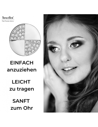 Traveller Ohrclip - Silberfarben - Preciosa Kristalle - Rund - Platiniert - 17mm - 157551