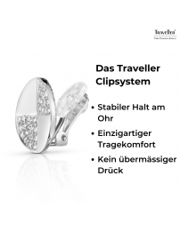 Traveller Ohrclip - Silberfarben - Preciosa Kristalle - Rund - Platiniert - 17mm - 157551
