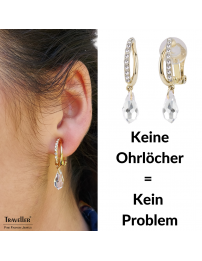 Traveller Ohrclips - Hänger - Goldfarbe - Preciosa Kristalle - Tropfen - 22kt vergoldet - 30x5 mm - 157565
