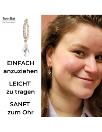 Traveller Ohrclips - Hänger - Goldfarbe - Preciosa Kristalle - Tropfen - 22kt vergoldet - 30x5 mm - 157565