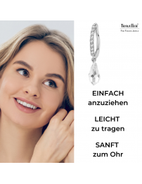Traveller Ohrclip - Hänger - Silberfarben - Kristallen - Tropfen - Platiniert - 30x5mm - 157566

