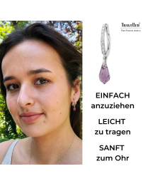 Traveller Ohrclip - Hänger - Silberfarben - Kristalle - Tropfen - Violett - Platiniert - 30x5mm - 157568
