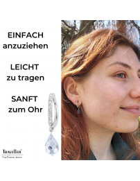 Traveller Ohrclip - Hänger - Platiniert - Kristalle - Tropfen - Hellblau / Hellsaphir - 30x5mm - 157570