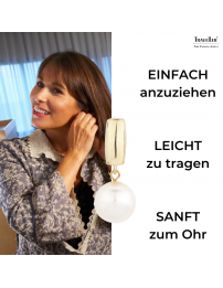 Traveller Ohrclip - Perle - Hänger - 12 mm - Creme - 22kt Vergoldet - Goldfarbe - 30x12 mm - 113718