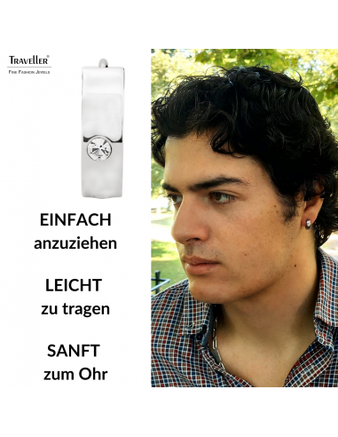 Traveller Creolen - Herren - Edelstahl - Zirkonia - Silberfarbe - 13 mm -181259