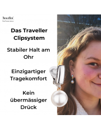 Traveller Ohrclips - Perle - Hänger - 12 mm - Weiß - Platiniert - Silberfarbe - 30x12 mm - 113719
