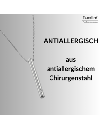 Traveller Collier mit Urnenanhänger - Aschenanhänger - 45mm - Silberfarbe - Edelstahl - Zirkonia - 45-50cm - 181139