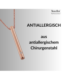 Traveller Collier mit Urnenanhänger - Aschenanhänger - 45mm - Rosé Vergoldet - Edelstahl - Zirkonia - 45-50cm - 181140