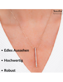 Traveller Collier mit Urnenanhänger - Aschenanhänger - 45mm - Rosé Vergoldet - Edelstahl - Zirkonia - 45-50cm - 181140