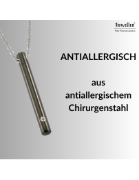 Traveller Collier mit Urnenanhänger - Aschenanhänger - 45mm - Schwarz - Edelstahl - Zirkonia - 45-50cm - 181141