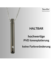 Traveller Collier mit Urnenanhänger - Aschenanhänger - 45mm - Schwarz - Edelstahl - Zirkonia - 45-50cm - 181141