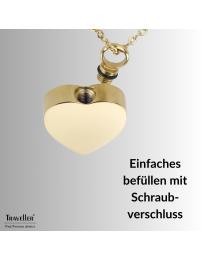 Traveller Collier mit Urnenanhänger - Aschenanhänger - 2x2cm - Goldfarbe - Herz - Edelstahl - 45-50cm - 181174