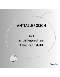 Traveller Collier mit Urnenanhänger - Aschenanhänger - 2x2cm - Silberfarbe - Herz - Edelstahl - 45-50cm - 181175
