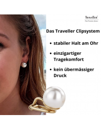 Traveller Ohrclip - Perle -10 mm - Weiß - 22kt vergoldet - Goldfarbe - 700010