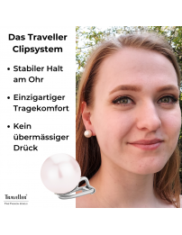 Traveller Ohrclips - Silberfarbe - Perle - 14 mm - Hellrosa - Platiniert - 702114