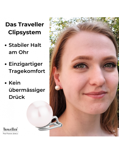 Traveller Ohrclips - Silberfarbe - Perle - 14 mm - Hellrosa - Platiniert - 702114