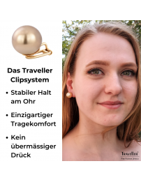 Traveller Ohrclips - 22kt Vergoldet - Perle - 14 mm - Bronze - 706014