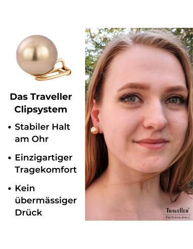 Traveller Ohrclips - 22kt Vergoldet - Perle - 14 mm - Bronze - 706014