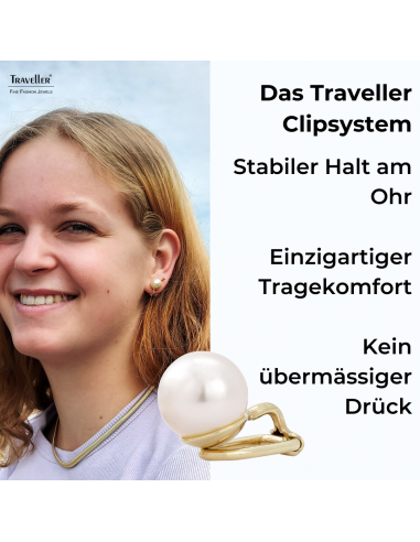 Traveller Ohrclip - Perle - 10 mm - Creme - 22kt vergoldet - 714010