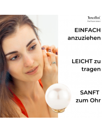 Traveller Ohrclips - Perle - 14 mm - Weiß - 22kt Vegoldet - Goldfarbe - 801014