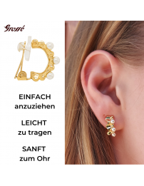 Grossé Ohrclip - Ruffle Pearl - 22ct vergoldet - Perlen - Weiss - 16x7 mm - GA61456