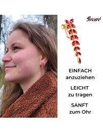 Grossé Ohrclip - Hänger - Goldfarbe - Kristall - Rot - 40x10 mm - 22ct vergoldet - GA61549
