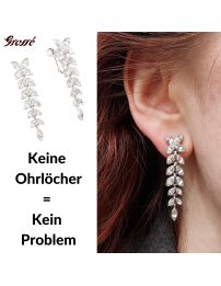 Grossé Ohrclip - Hänger - Silberfarbe - Kristall - 40x10 mm - Platiniert - GA61560P
