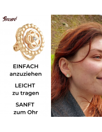 Grossé Ohrclip - Medallion - Goldfarbe - Kristall - Perlmutt - 13 mm - Vergoldet