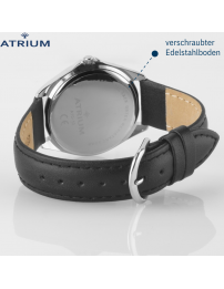 ATRIUM Herren Armbanduhr Leder Schwarz Silberfarben - A10-10
