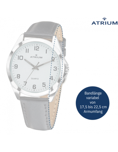 ATRIUM Herren Armbanduhr Leder Schwarz Silberfarben - A10-10