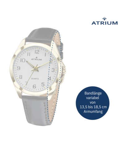 ATRIUM Damen Armbanduhr Leder Schwarz Goldfarben - A11-20