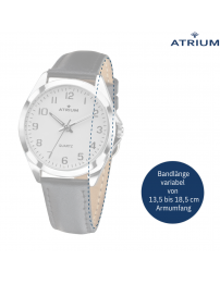ATRIUM Damen Armbanduhr Leder Schwarz Silberfarben - A11-10