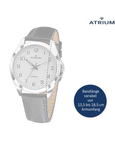 ATRIUM Damen Armbanduhr Leder Schwarz Silberfarben - A11-10