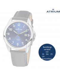ATRIUM Herren Armbanduhr - Schwarzes Lederband - Blaues Zifferblatt - Datum - Edelstahl 10 bar - A16-15 ATRIUM Herren Armbanduhr - Schwarzes Lederband - Blaues Zifferblatt - Datum - Edelstahl 10 bar - A16-15