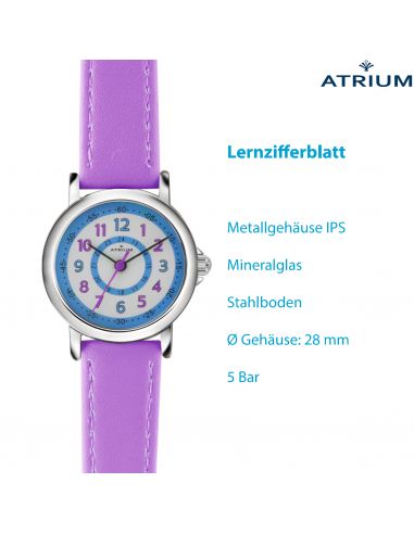TRIUM Kinderuhr - Mädchen – Lila / Violett – Analog – 5 Bar – Lernzifferblatt