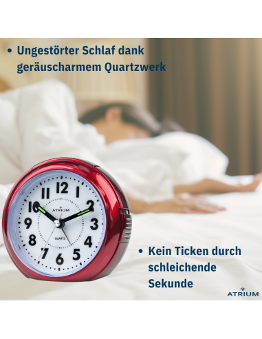 ATRIUM Wecker Analog Weiss ohne Ticken - A240-1