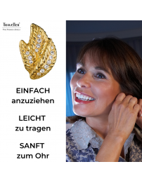 Traveller Ohrclip - 22kt Vergoldet - Kristalle - Blattförmig - 15 x 10 mm - 157613