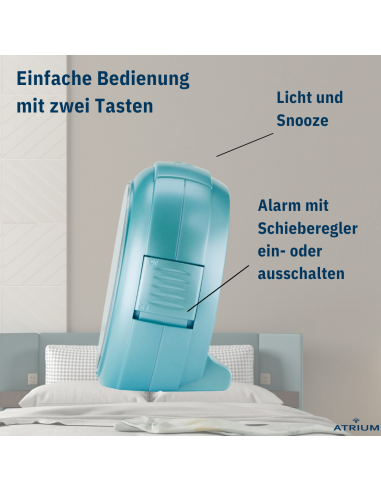 ATRIUM Wecker Analog Hellblau ohne Ticken - A240-15