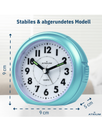ATRIUM Wecker Analog Hellblau ohne Ticken - A240-15