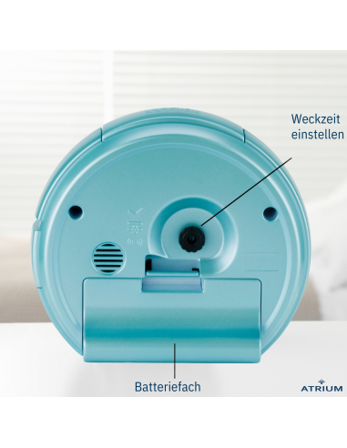 ATRIUM Wecker Analog Hellblau ohne Ticken - A240-15