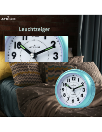 ATRIUM Wecker Analog Hellblau ohne Ticken - A240-15