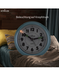 ATRIUM Wecker Analog Hellblau ohne Ticken - A240-15