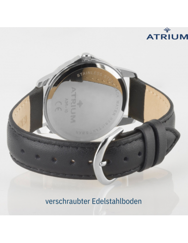 ATRIUM Armbanduhr - Herren - Leder schwarz - Silberfarben - A36-10 ATRIUM Armbanduhr - Herren - Leder schwarz - Silberfarben - A36-10