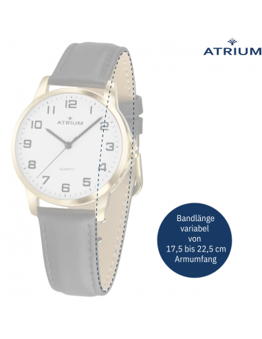 ATRIUM Armbanduhr - Herren - Leder schwarz - Goldfarben - A36-20