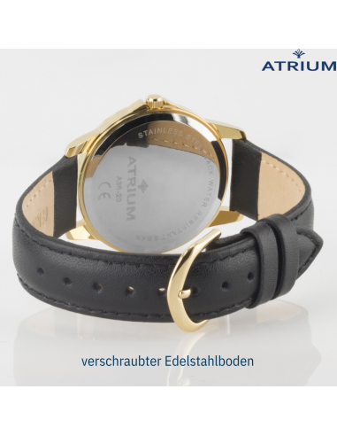 ATRIUM Armbanduhr - Herren - Leder schwarz - Goldfarben - A36-20