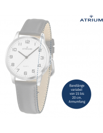 ATRIUM Armbanduhr - Damen - Analog - Silberfarben - Leder Schwarz - Klare Zifferblatt - 27 mm - A37-10