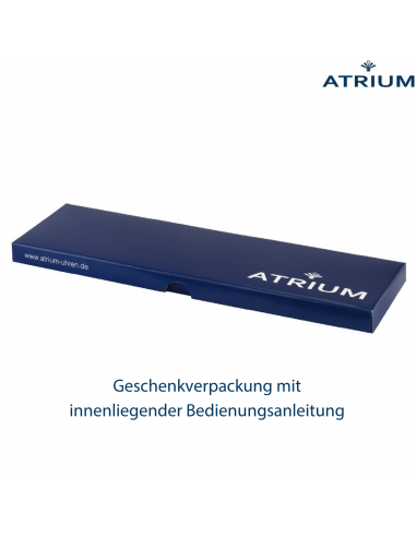 ATRIUM Armbanduhr - Damen - Analog - Silberfarben - Leder Schwarz - Klare Zifferblatt - 27 mm - A37-10