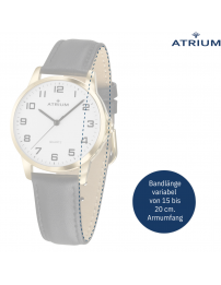 ATRIUM Armbanduhr - Damen - Goldfarbe - Leder Schwarz - Klare Zifferblatt - 27 mm - A37-20 ATRIUM Armbanduhr - Damen - Goldfarbe - Leder Schwarz - Klare Zifferblatt - 27 mm - A37-20