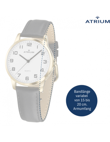 ATRIUM Armbanduhr - Damen - Goldfarbe - Leder Schwarz - Klare Zifferblatt - 27 mm - A37-20 ATRIUM Armbanduhr - Damen - Goldfarbe - Leder Schwarz - Klare Zifferblatt - 27 mm - A37-20